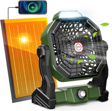 10800mAh Solar Powered Fan & Led Lantern, Rechargeable Outdoor Tent Fan for Camping Essentials