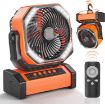 Camping Fan with LED Lantern, 20000mAh Rechargeable Battery Operated Outdoor Tent Fan with Light & Hook, 270° Pivot