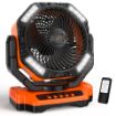 40000mAh Camping Fan, Rechargeable Battery Operated Auto-Oscillating Desk Fan with Remote, 4 Speeds & Adjustable Brightness & Color Temperature for Travel, Jobsite, Hurricane